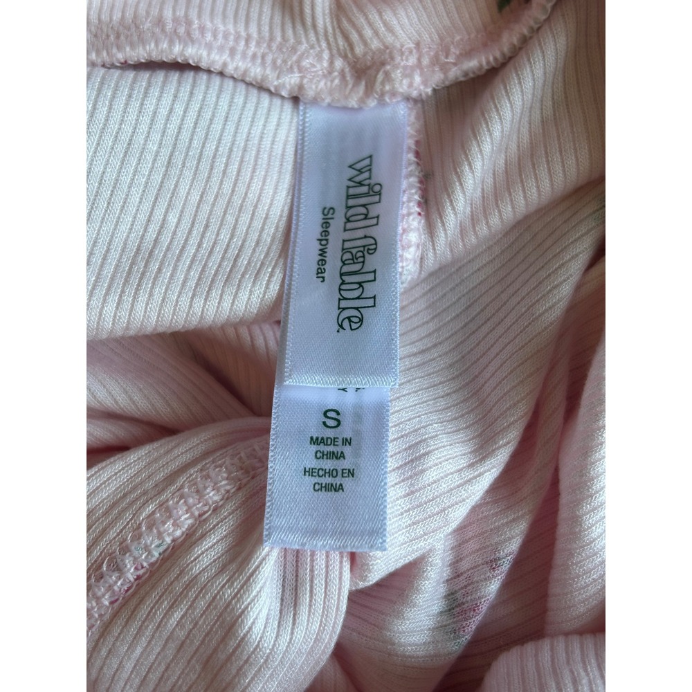 Wild Fable Womens Pink Floral Ribbed Pajama Pants Wide Leg Sleepwear Small New - Picture 5 of 6